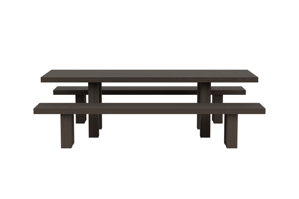 Max Table + Benches 250 cm / 98.4 in, Black Stained Ash, Art. no. 31749 (image 1)