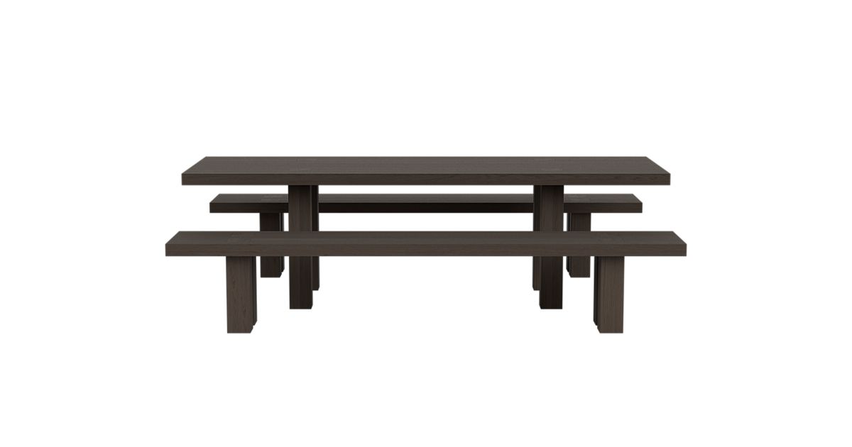 Bench 250 Max Table + Benches 250 cm / 98.4 in, Black Stained Ash — Hem