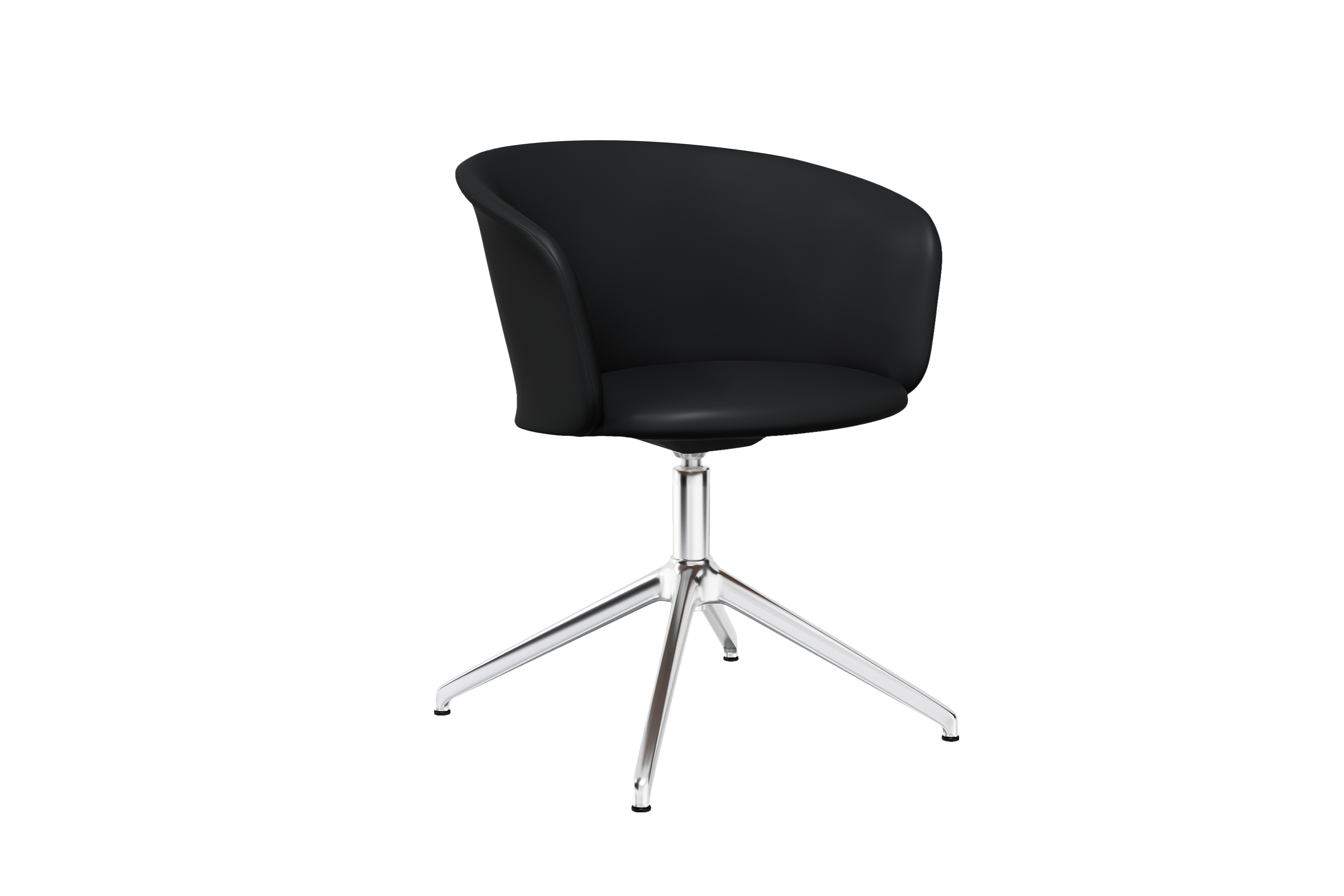 Kendo Swivel Chair 4-star Return, Black Leather / Polished, Art. no. 20245 (image 1)