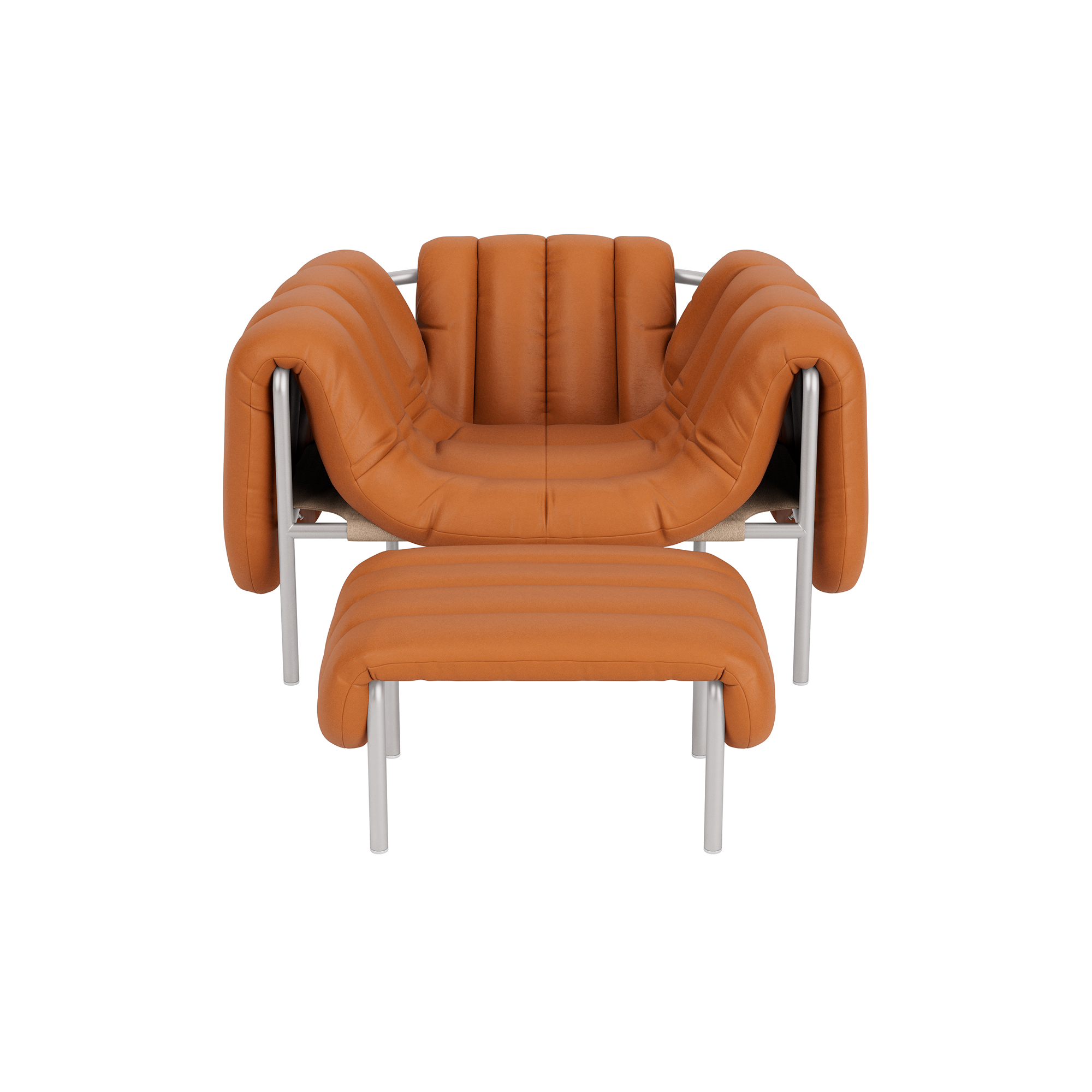 Puffy Lounge Chair + Ottoman, Elmosoft Leather 54035 / Stainless (UK), Art. no. 90313 (image 2)