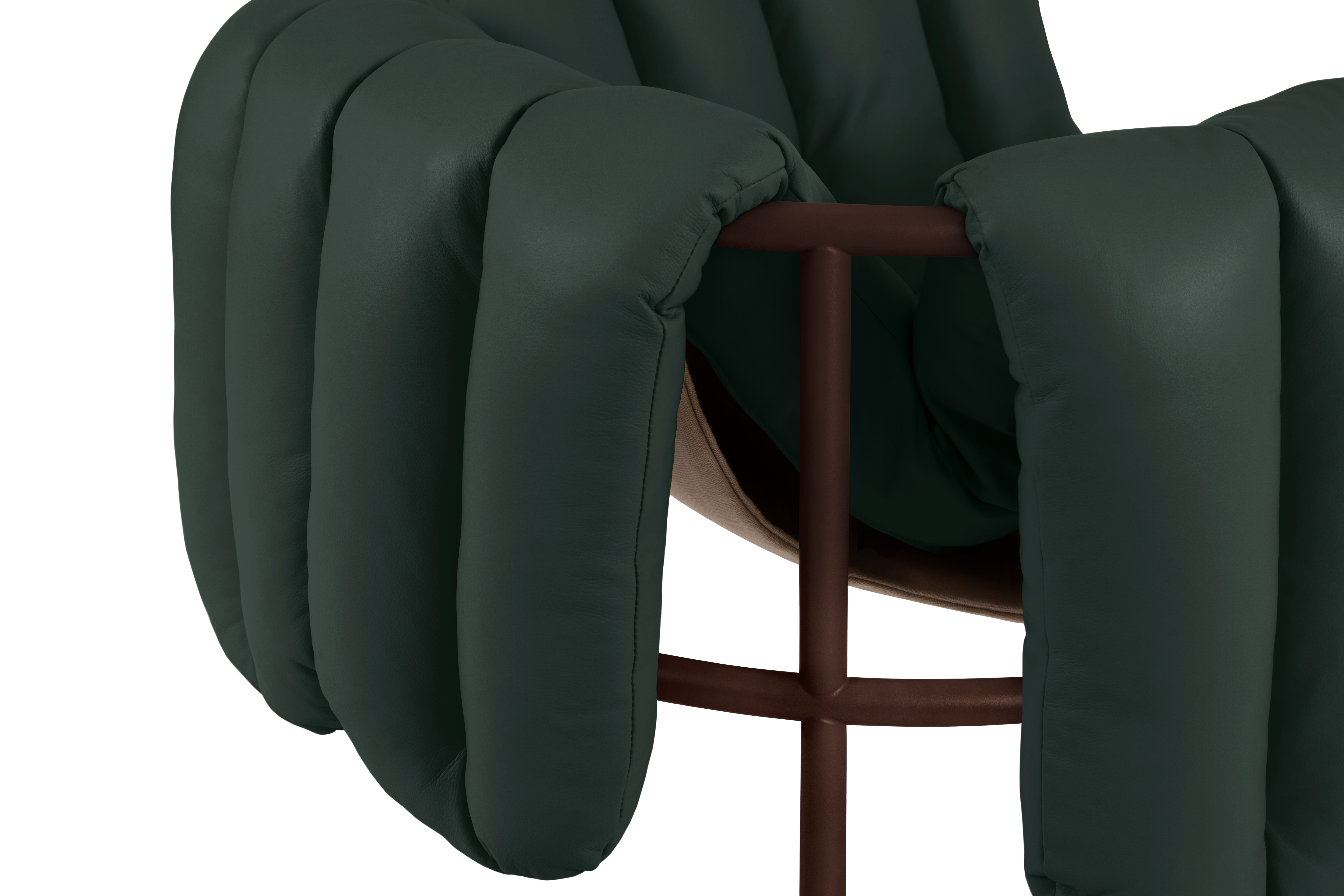 Puffy Lounge Chair, Dark Green Leather / Chocolate Brown, Art. no. 20488 (image 2)