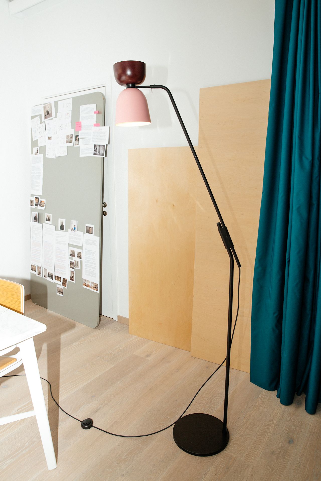 An editorial image from behind the scenes with Luca Nichetto, the designer behind the Alphabeta Floor Lamp.