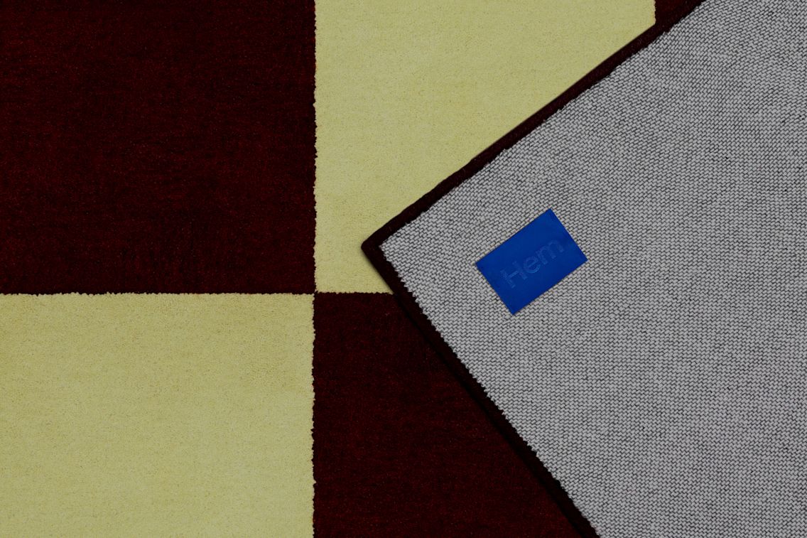 Pattern Rug Large, Burgundy / Pale Lime Check, Art. no. 31363 (image 3)