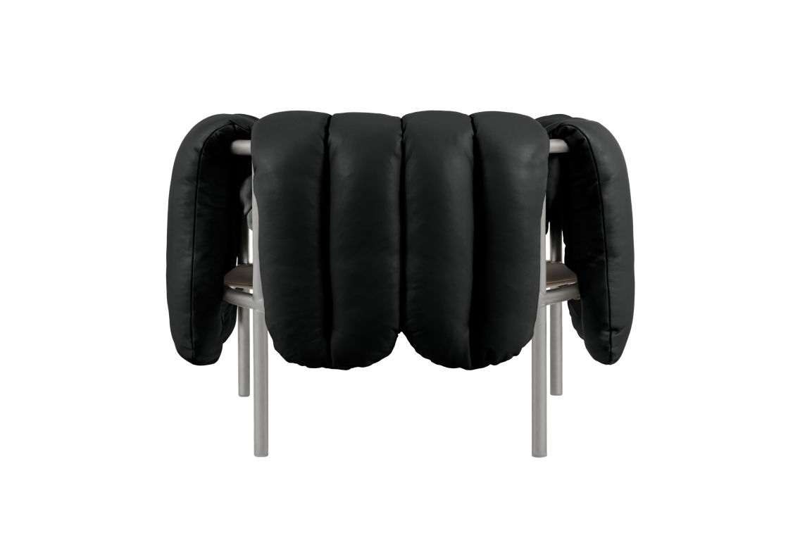 Puffy Lounge Chair, Black Leather / Stainless, Art. no. 20258 (image 4)