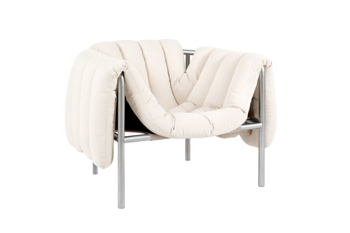 Puffy Lounge Chair, Natural / Stainless, Art. no. 20191 (image 1)