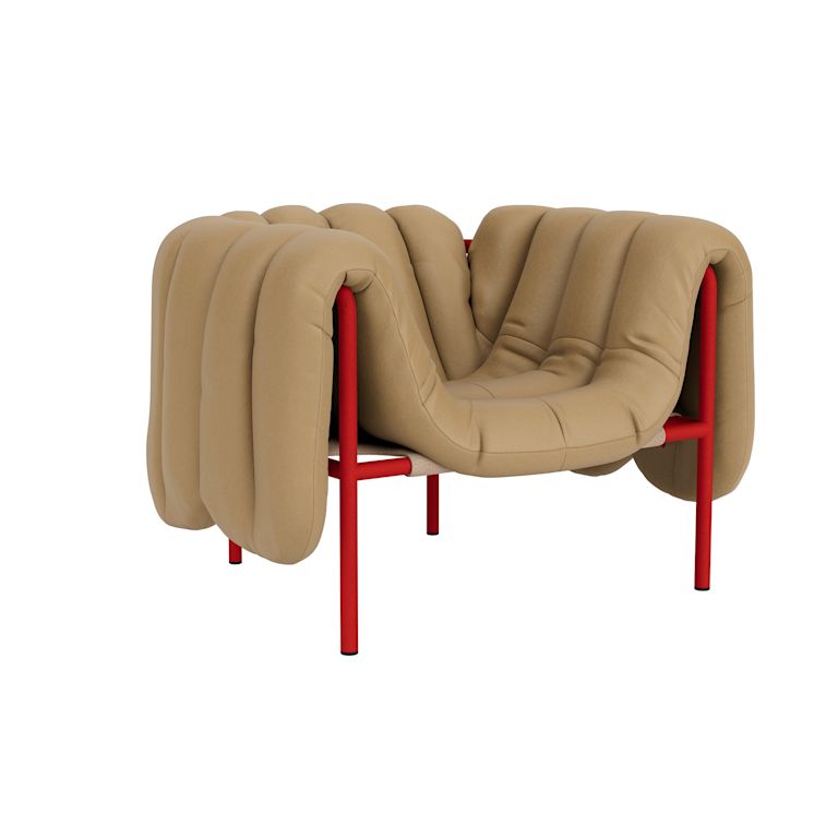 Puffy Lounge Chair, Elmosoft Leather 03009 / Traffic Red, Art. no. 90107 (image 1)