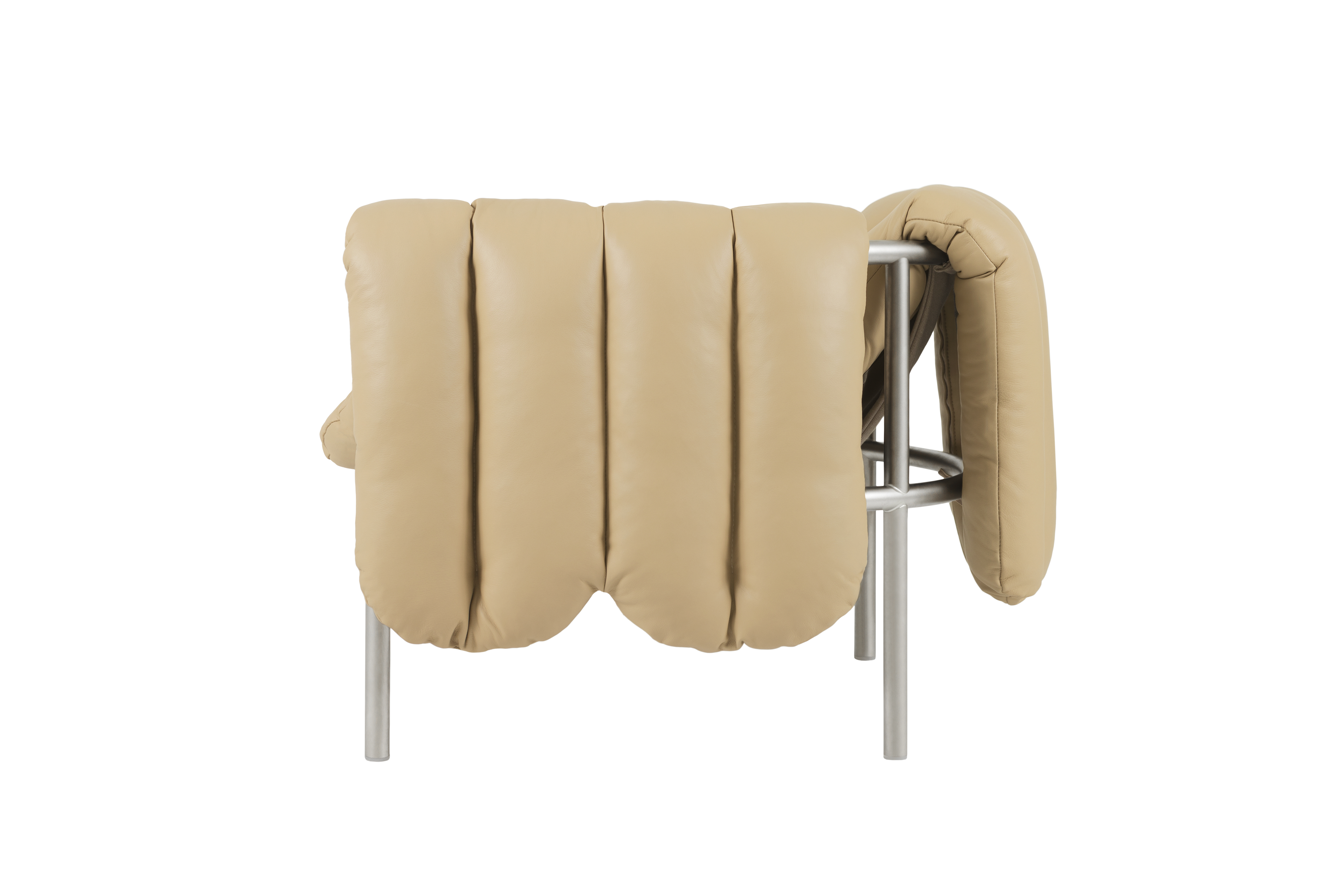 Puffy Lounge Chair, Sand Leather / Stainless (UK), Art. no. 20639 (image 3)