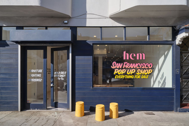 An editorial image from Hem's first San Francisco pop-up shop, November 2019.