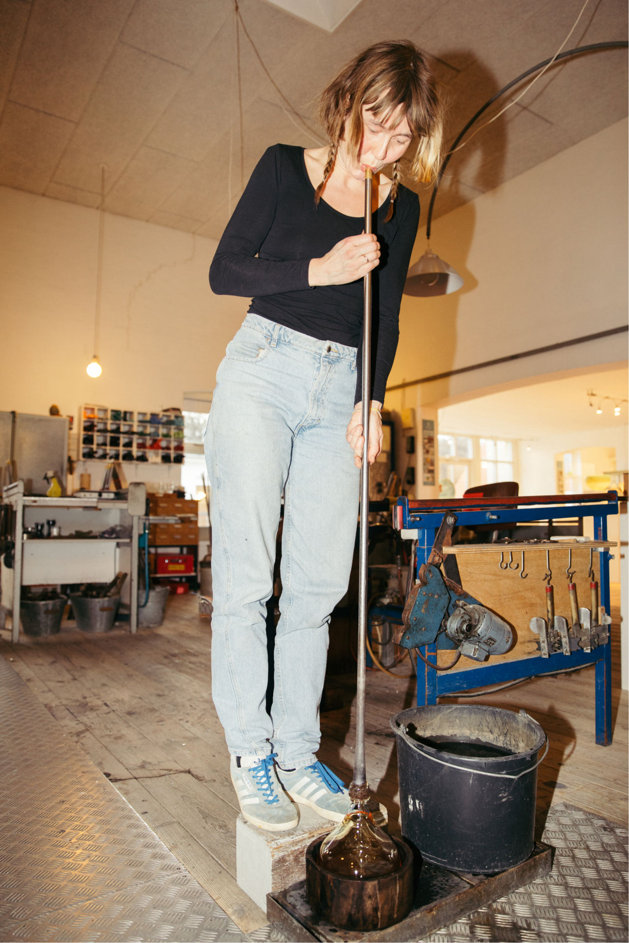 An editorial image from behind the scenes of making Speculo Wall Clock, by Silje Lindrup, a Hem X limited edition piece.
