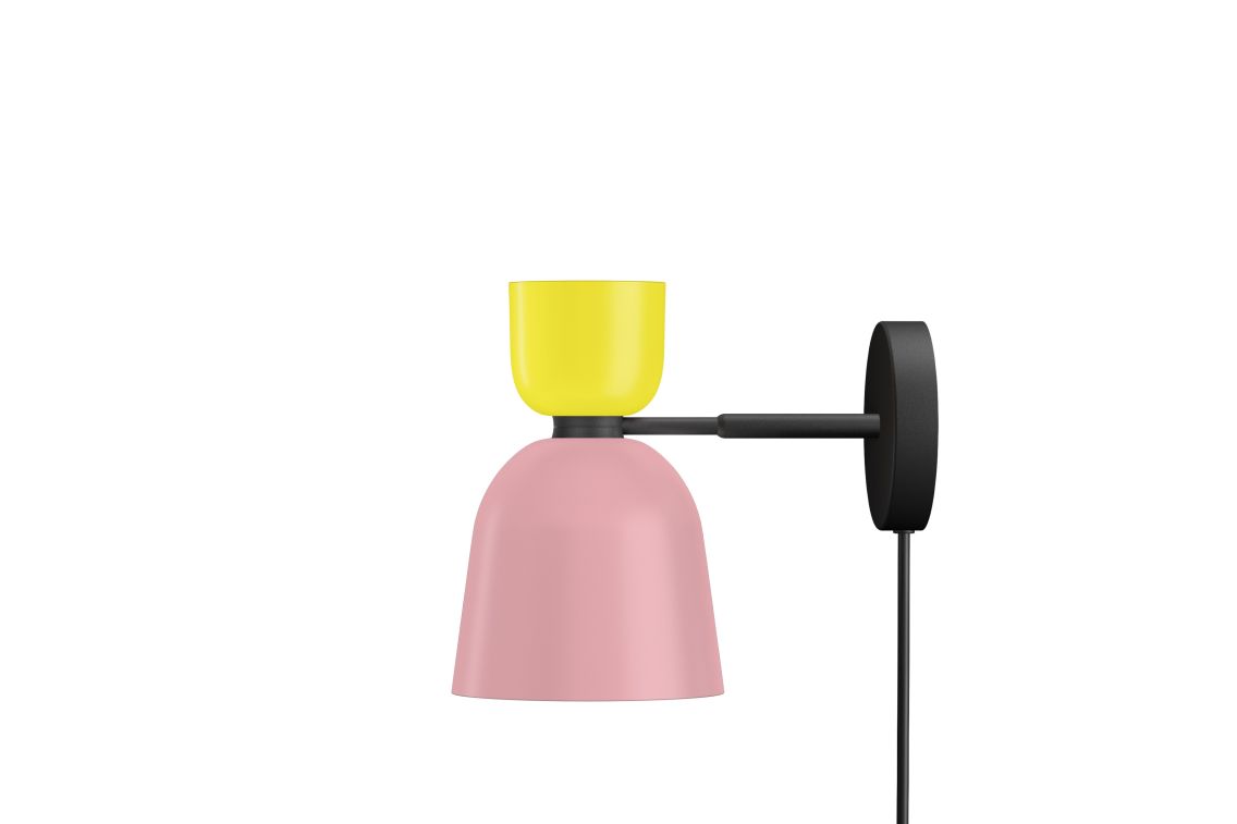 Alphabeta Wall Light + Cable, Sulfur Yellow / Light Pink (UK), Art. no. 20430 (image 1)