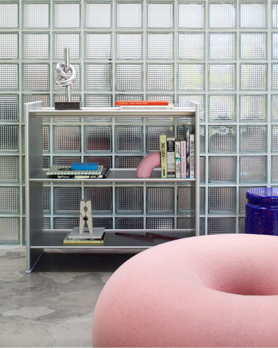 Image of the Hem LA Showroom featuring Boa Pouf, Last Stool, and T Shelf.