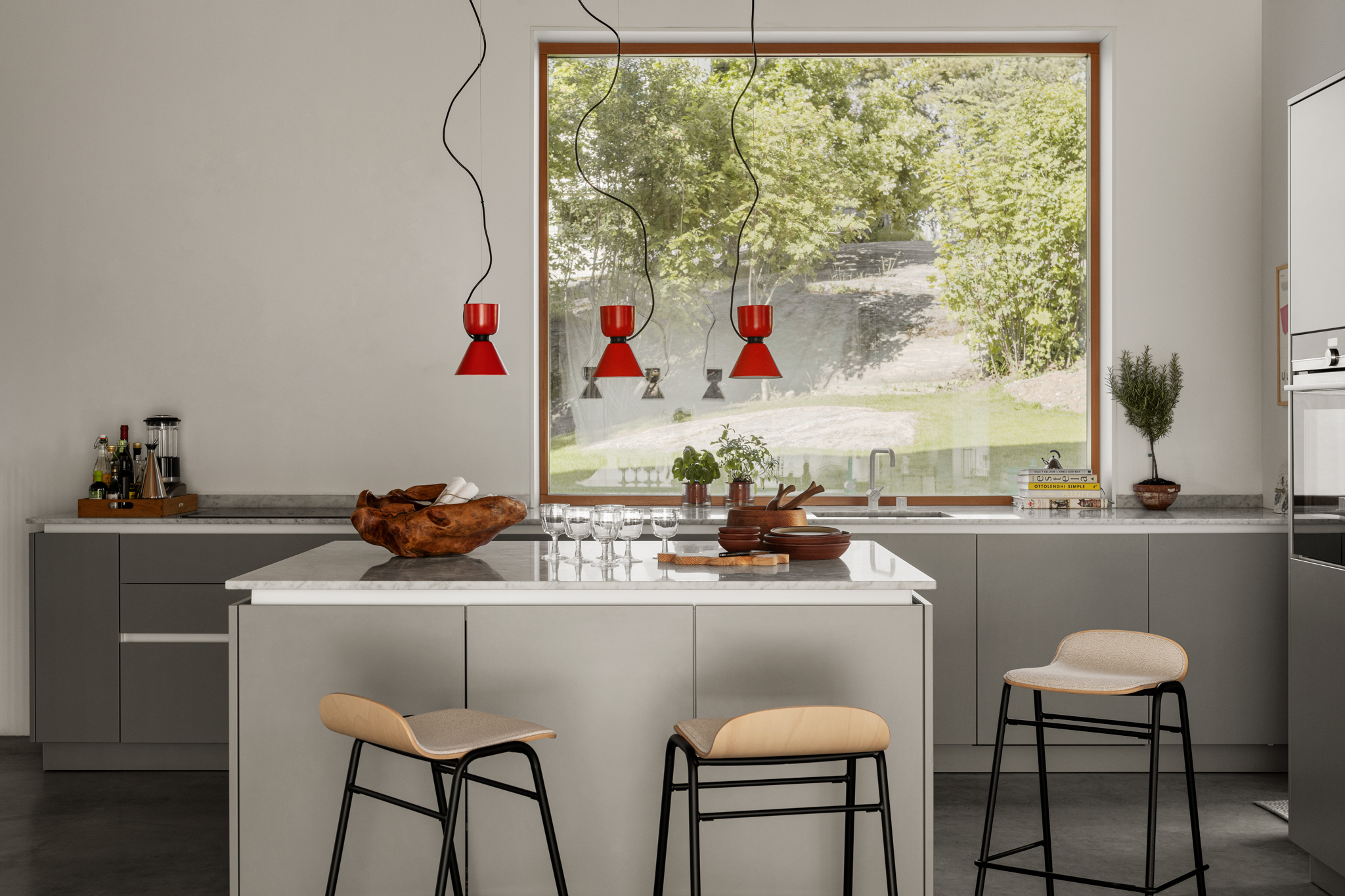 Hem - A kitchen scene featuring Alphabeta Pendant Light and Touchwood Counter Stools.