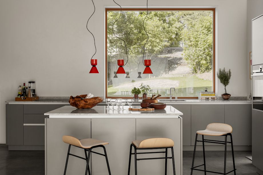 Hem - A kitchen scene featuring Alphabeta Pendant Light and Touchwood Counter Stools.