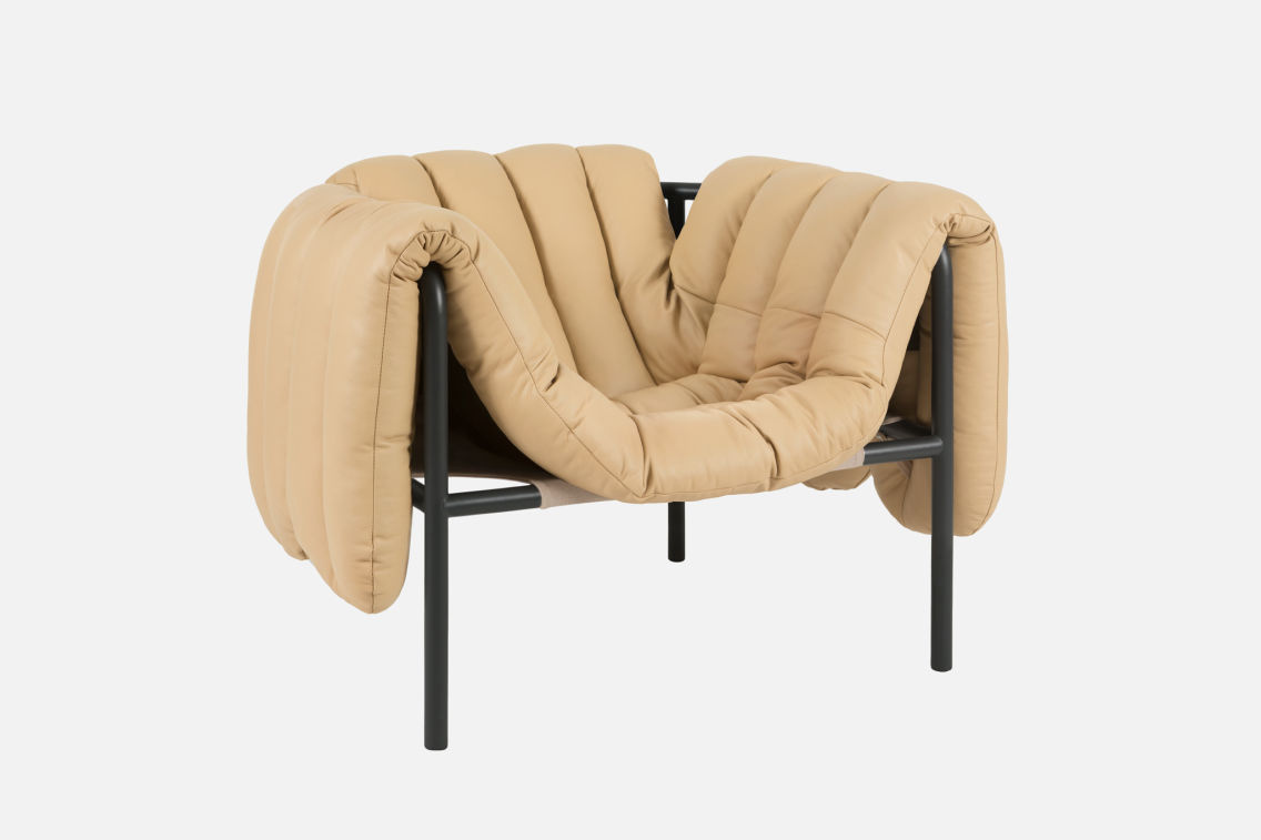 Puffy Lounge Chair, Sand Leather / Black Grey, Art. no. 20196 (image 2)