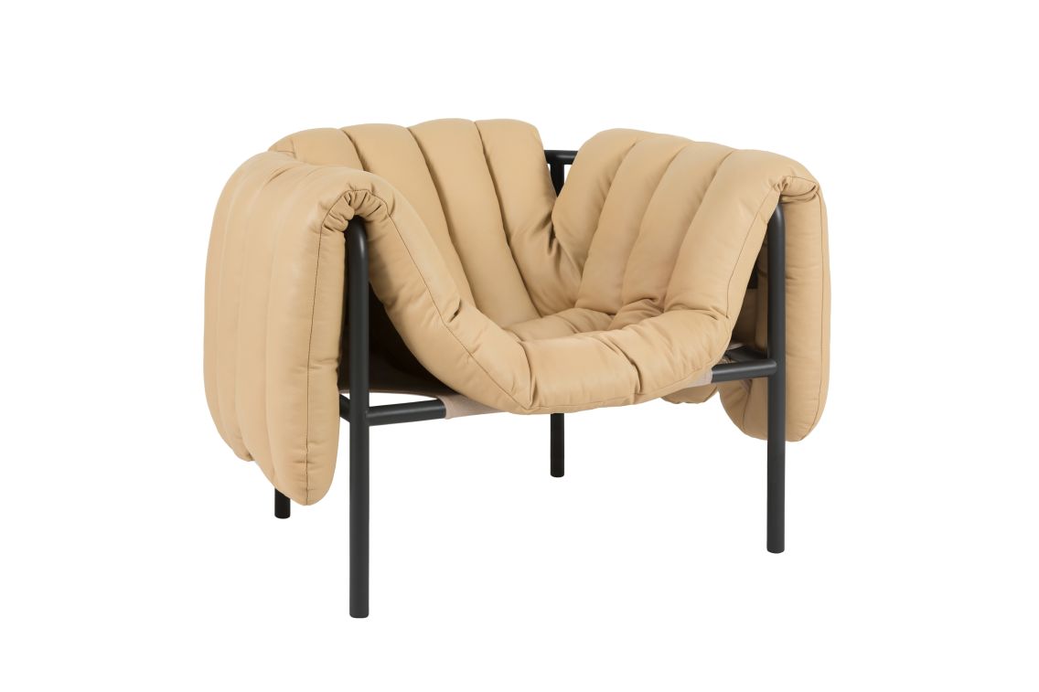 Puffy Lounge Chair, Sand Leather / Black Grey, Art. no. 20196 (image 1)