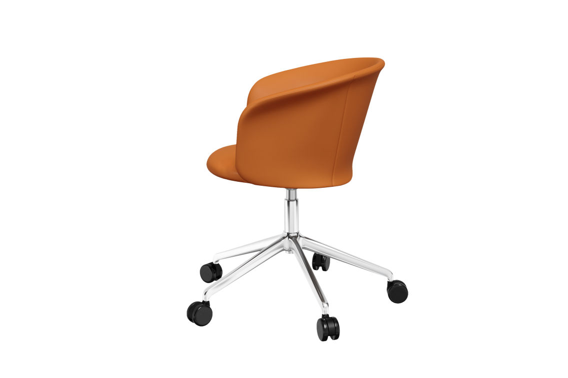 Kendo Swivel Chair 5-star Castors, Cognac Leather / Polished, Art. no. 20248 (image 3)