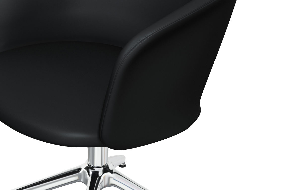 Kendo Swivel Chair 4-star Return, Black Leather / Polished (UK), Art. no. 20523 (image 7)