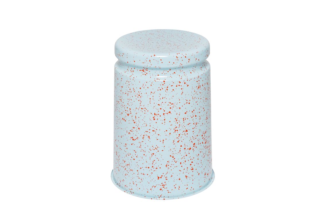 Last Stool, Light Blue / Orange Red Splatter, Art. no. 30565 (image 1)