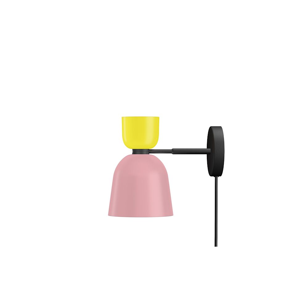 Alphabeta Wall Light + Cable, Sulfur Yellow / Light Pink by Hem
