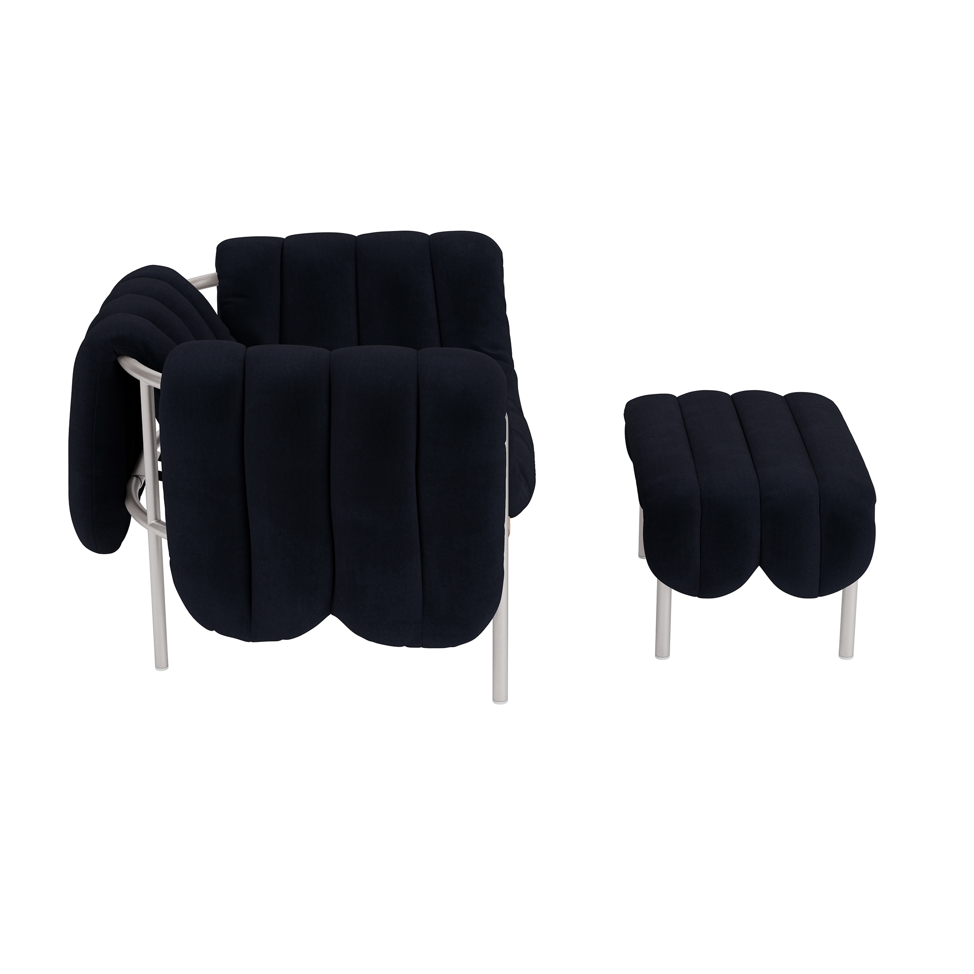 Puffy Lounge Chair + Ottoman, Velluto Coex VL30 / Stainless (UK), Art. no. 32044 (image 3)