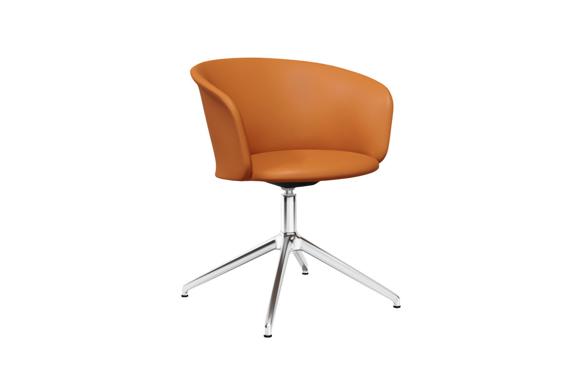 Kendo Swivel Chair 4-star Return, Cognac Leather / Polished (UK), Art. no. 20522 (image 1)