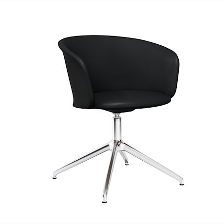 Kendo Swivel Chair 4-star Return, Black Leather / Polished