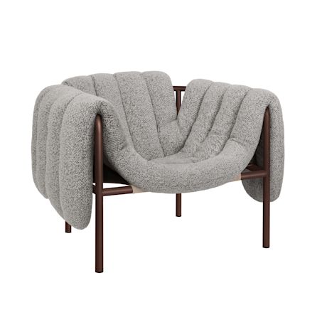 Puffy Lounge Chair, Pebble / Chocolate Brown