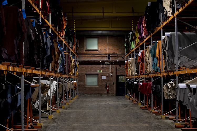 An editorial image from behind the scenes from Elmo Leather Factory.