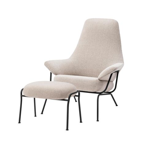 Hai Lounge Chair + Ottoman, Grey