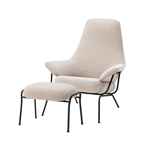 Hai Lounge Chair + Ottoman, Grey