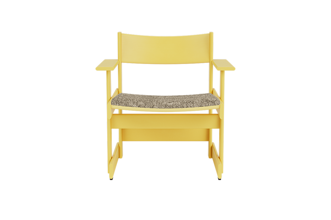 Bullnose Lounge Chair, Yellow / Taupe Sheepskin Seat Pad, Art. no. 31668 (image 2)