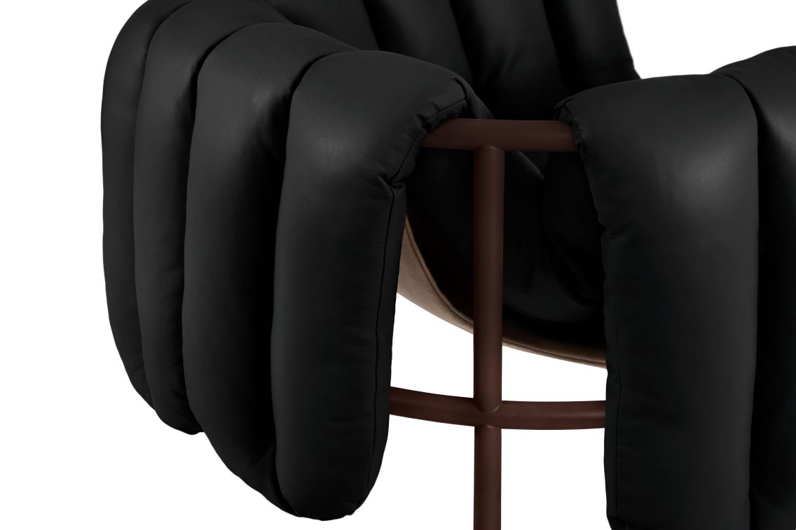 Puffy Lounge Chair, Black Leather / Chocolate Brown, Art. no. 20491 (image 2)