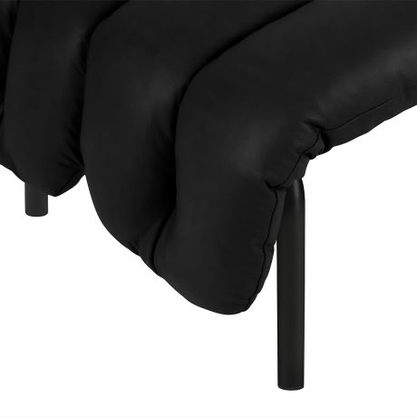 Puffy Lounge Chair + Ottoman, Black Leather / Black Grey