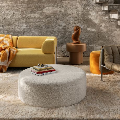 Bon Pouf Round Large, Eggshell