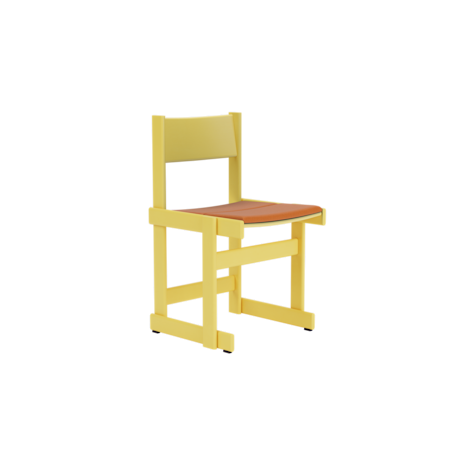 Bullnose Chair, Yellow / Elmosoft Leather 54035 Seat Pad (UK)