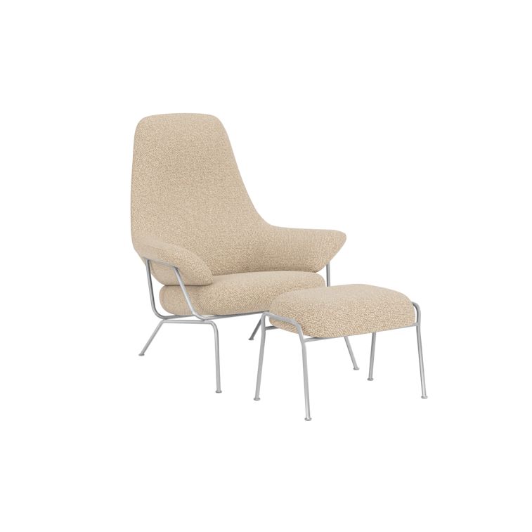 Hai Lounge Chair + Ottoman, Storr 1501/Brushed Stainless, Art. no. 31765 (image 1)