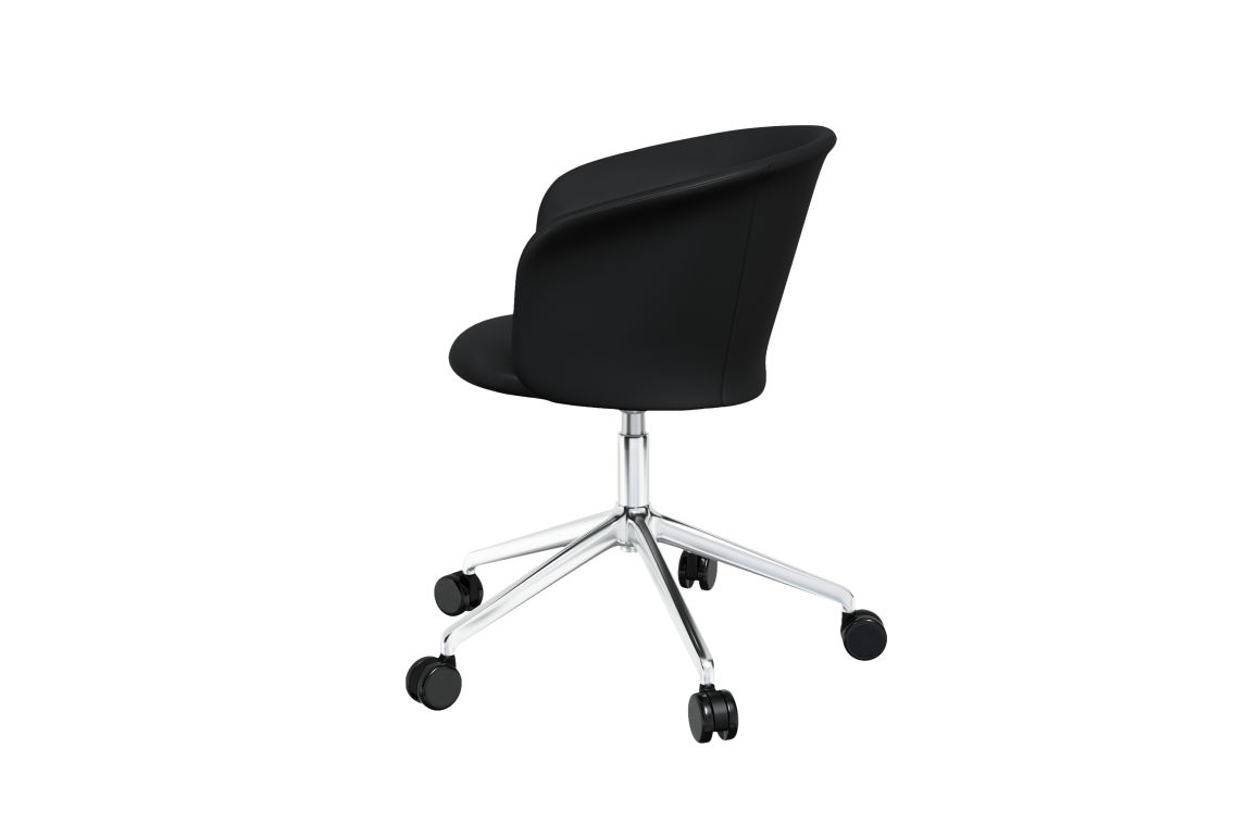Kendo Swivel Chair 5-star Castors, Black Leather / Polished (UK), Art. no. 20527 (image 3)