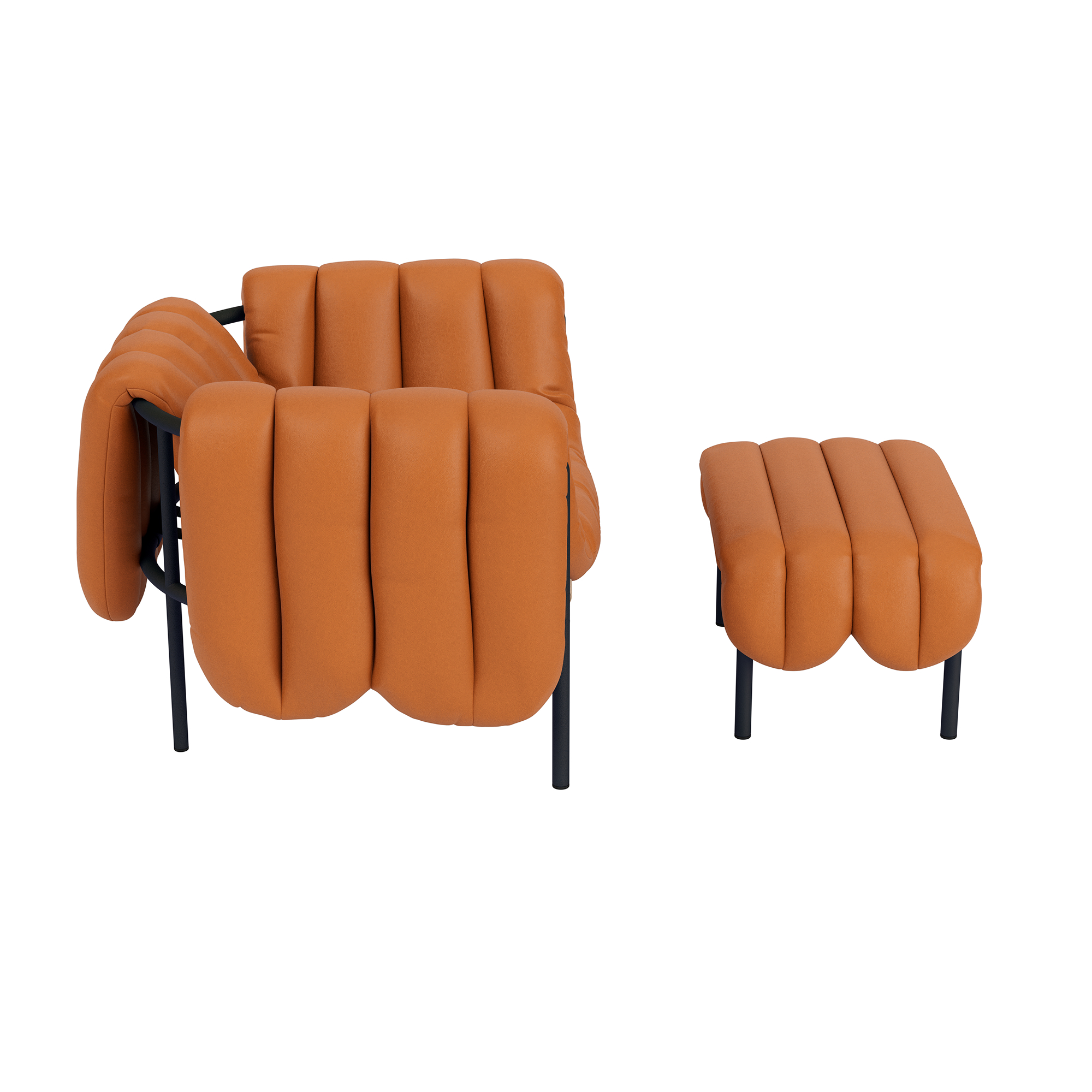 Puffy Lounge Chair + Ottoman, Elmosoft Leather 54035 / Black Grey (UK), Art. no. 90259 (image 4)