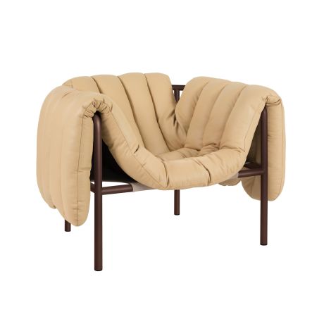 Puffy Lounge Chair, Sand Leather / Chocolate Brown