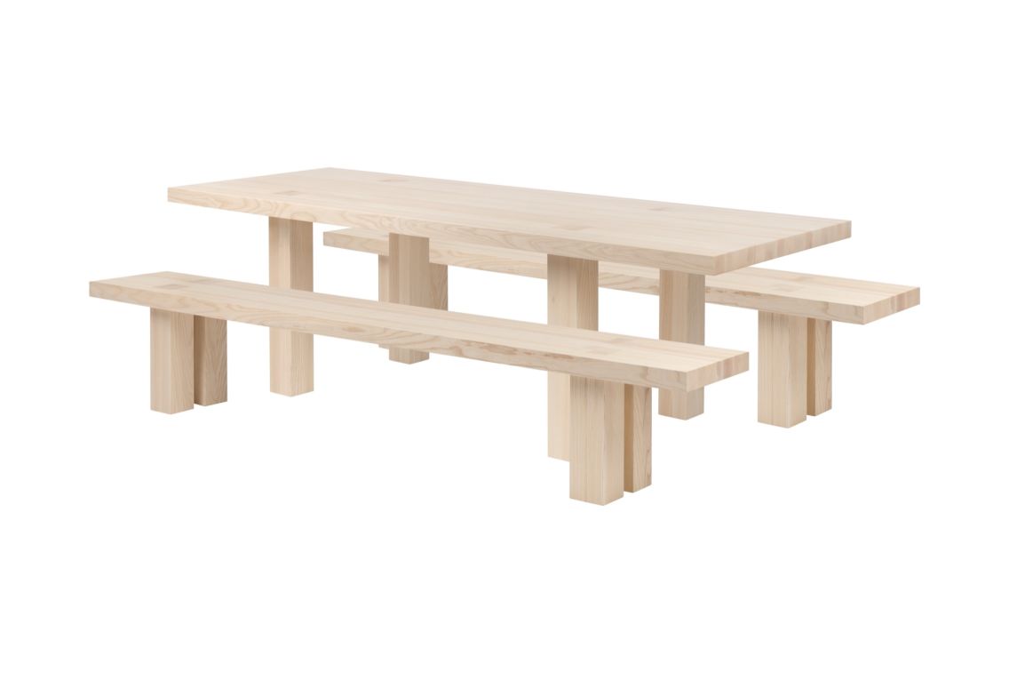Max Table + Benches 250 cm / 98.4 in, Ash, Art. no. 20454 (image 1)