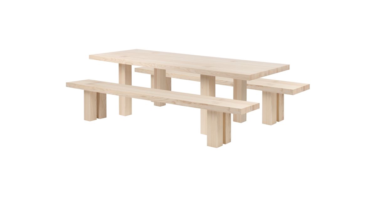 Bench 250 Max Table + Benches 250 cm / 98.4 in, Ash — Hem