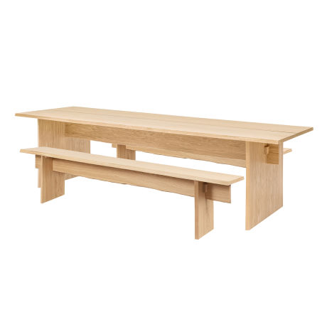 Bookmatch Table 275 cm / 108.3 in + Benches, Oak