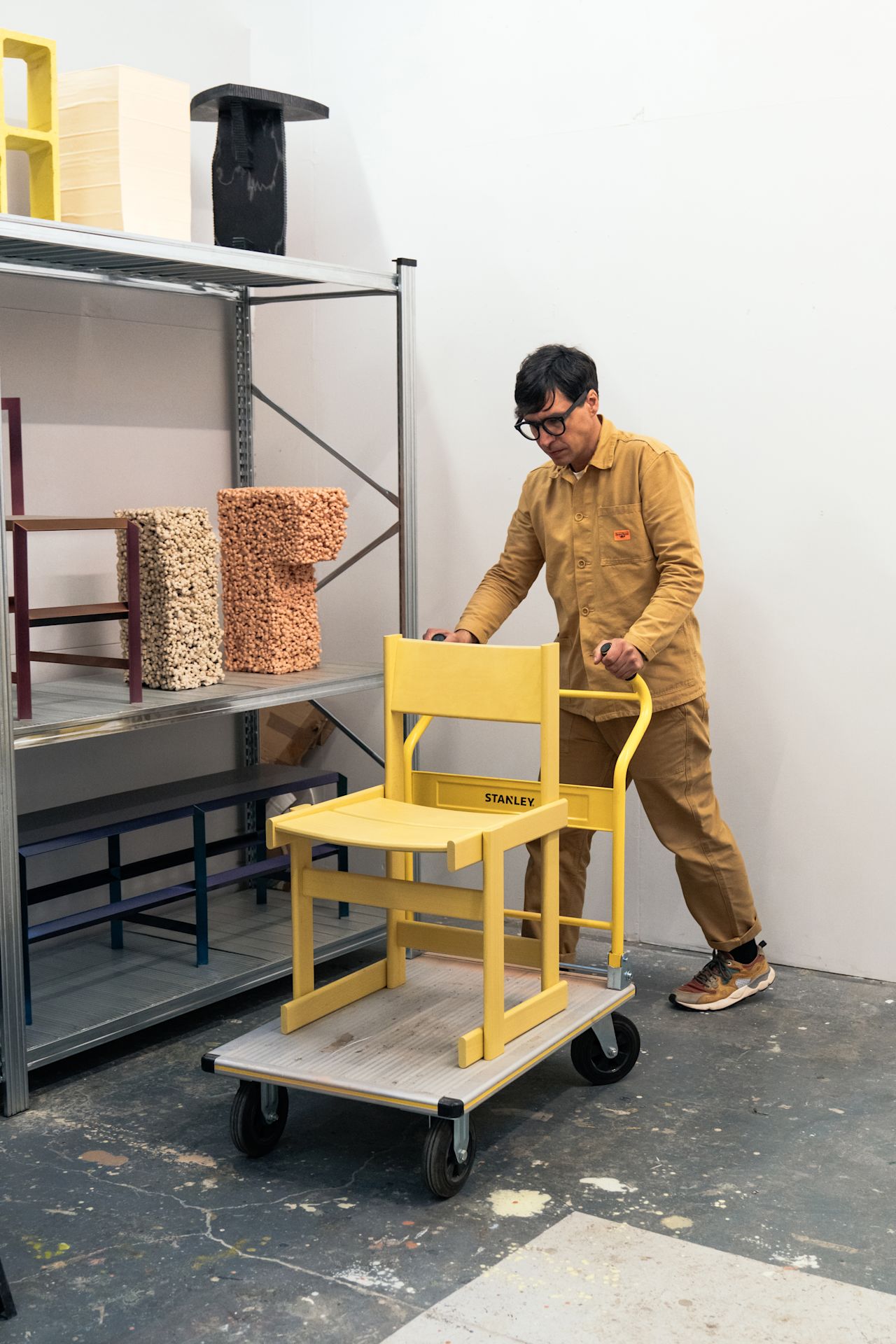 An editorial image from behind the scenes of making Bullnose Chair by designer Marco Campardo.