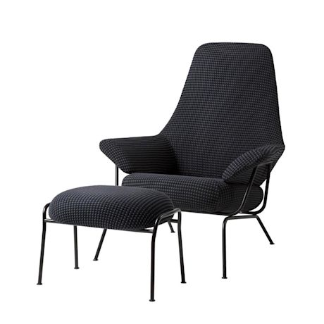 Hai Lounge Chair + Ottoman, Mosaic Charcoal (UK)