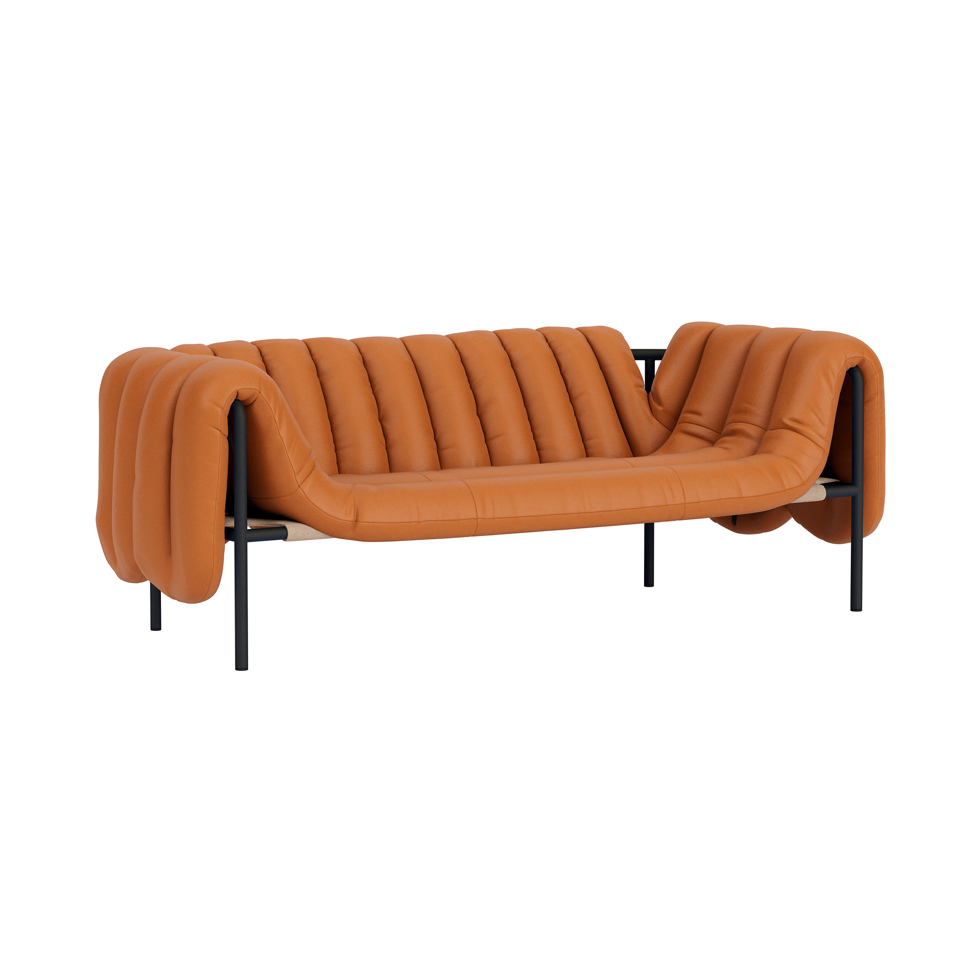 Puffy 2.5-seater Sofa, Elmosoft Leather 54035 / Black Grey (UK), Art. no. 96005 (image 1)