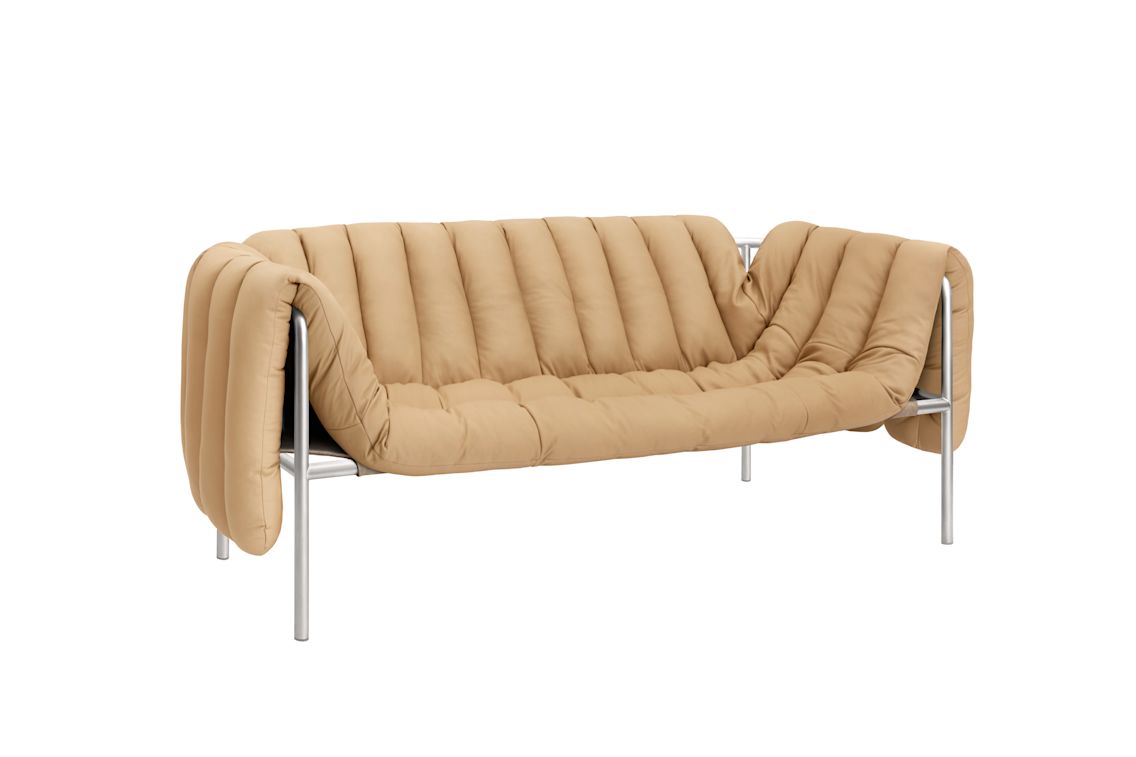 Puffy 2.5-seater Sofa, Sand Leather / Stainless (UK), Art. no. 20735 (image 1)