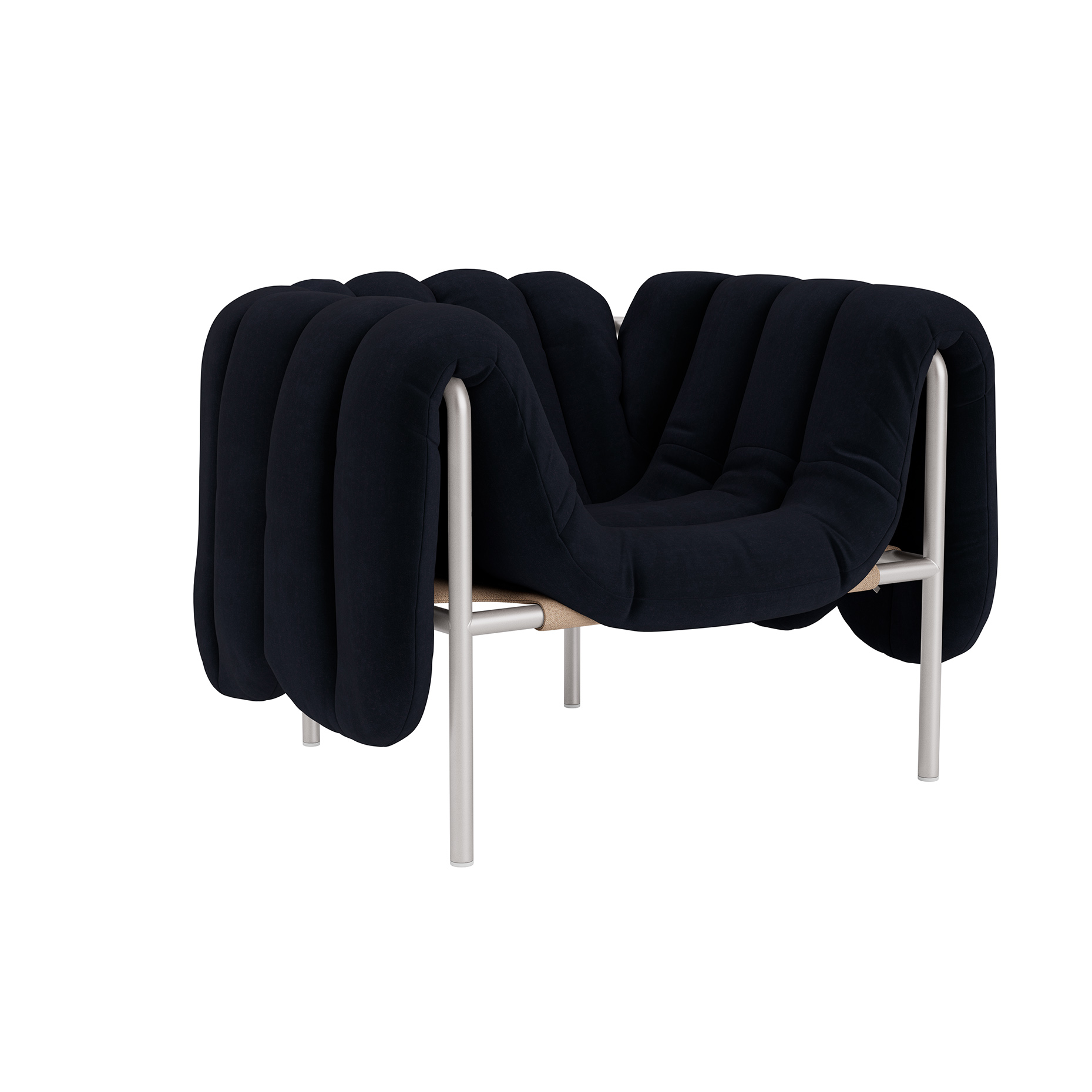 Puffy Lounge Chair, Velluto Coex VL30 / Stainless (UK), Art. no. 31851 (image 1)