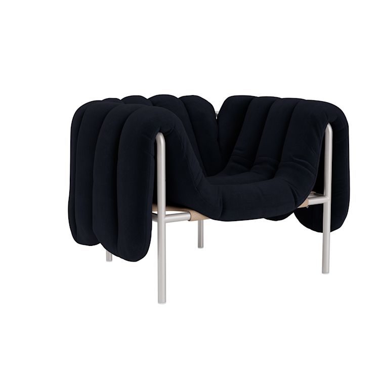 Puffy Lounge Chair, Velluto Coex VL30 / Stainless (UK), Art. no. 31851 (image 1)