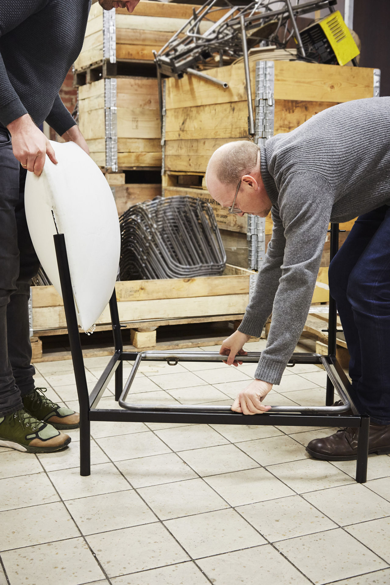 An editorial image from behind the scenes of making Kumo Sofa.