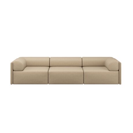 Palo Block 3-seater Sofa Low Back with Armrests, Beige